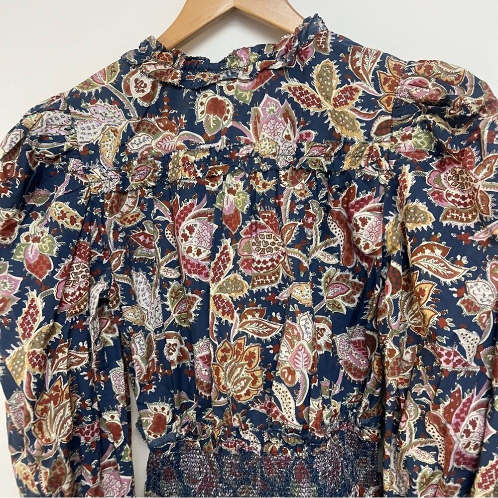 Anthropologie Love The Label Puff Sleeve Dress Smocked Paisley Small $275 - Picture 10 of 11